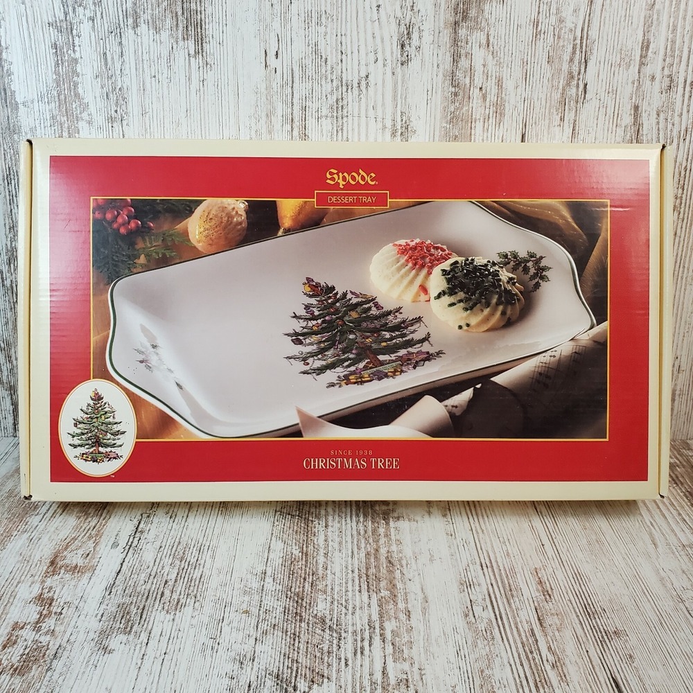 Spode Christmas Tree Dessert Tray Holly Holiday Serving Platter 12 inches New